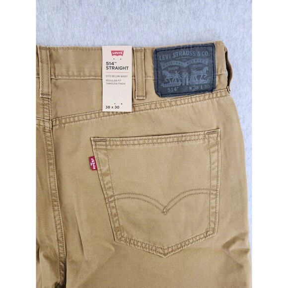 Levi's 514 Mens Jeans Caraway Brown Straight Stretch Mid Rise 38x30 - Picture 8 of 10